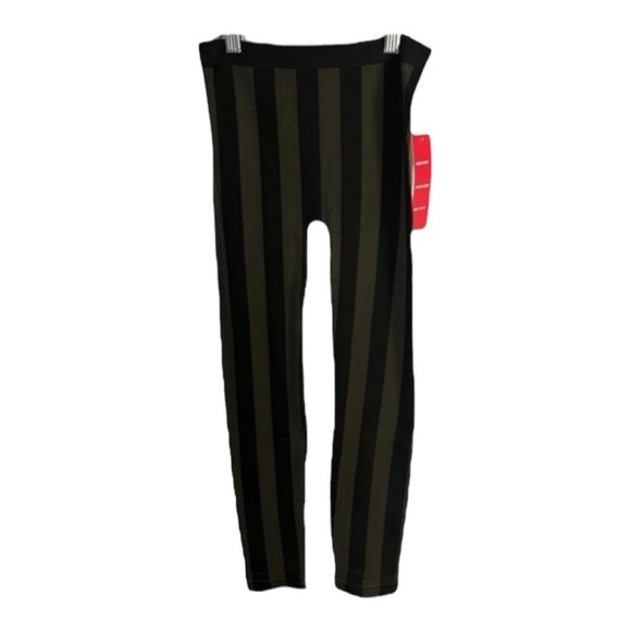 Lulu Luv Dark Green Black Stripe Tights/Leggings Girls 7/8 - Picture 3 of 3